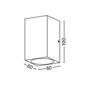 ขนาดโคมไฟติดผนัง CUBE-2 LED 2x1W