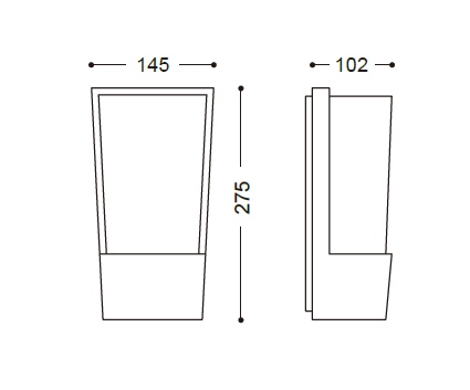 ขนาดโคมไฟ outdoor wall lamp ROMA E27