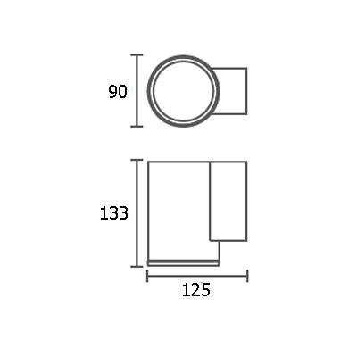 ขนาดไฟติดผนังภายนอก ALYN-R1 GU10